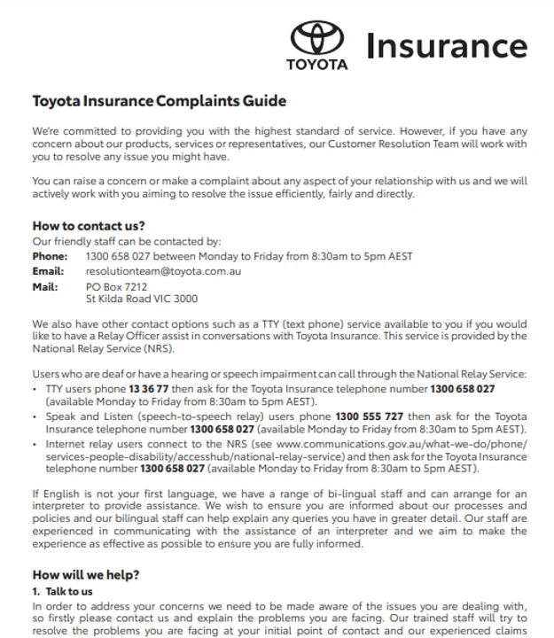 Toyota Insurance Complaints Guide